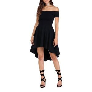 Sarin Mathews Off The Shoulder Short Sleeve High Low Cocktail Skater Dress Sz L